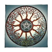 Tree Star Pattern Astrology Tablecloth Tarots Divinations Tablecloth Altars Cloth Divinations Board Game Accessory 60x60cm gray