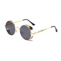 Steampunk Round Frame Sunglasses For Men Women High Quality Design Fashion Vintage Metal UV Protection Punk Sun Glasses Eyewear As Show