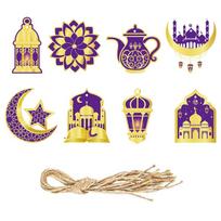 Eid Mubarak Decor Hanging Tag Ramadan Decoration Ramadan Kareem Eid Al Adha Islamic Muslim Party Decor violetinė