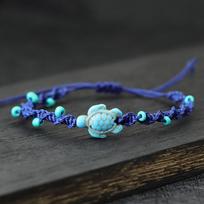 Bohemia Rope Bracelet Unisex Adjustable Turtle Braslet Summer Beach Jewelry 4mm Rice Bead Braclet Surf Brazalete Pulseira Joias gray