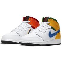Jordan 1 Mid GS Baltas Teisės Violetinis Žalsvai Mėlynas 554725-128 37.5 white