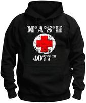 MASH VINTAGE RED CROSS 4077  HOODY Unisex 70S 80S 90 Gift Top Tee Top Unisex T-Shirt L black