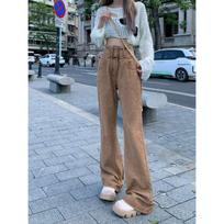 Women's Brown High Waist Retro Micro-Flare Jeans - Summer Trendy Design Large