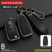 Car Key Case Cover for Ford Ranger C-Max S-Max Focus Galaxy Mondeo Transit Tourneo Custom Auto Key Holder Keychain black