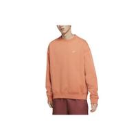 Men's Nike Solid Color Sports Fleece Round Neck Pullover Soft Orange DA0318-863 XL beige