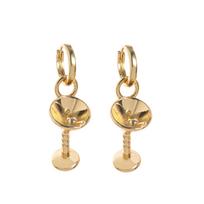 European-American Cross-Border Wine Glass Earrings with Orange Cherry Design in Exquisite 18K Gold-Plated Stainless Steel.