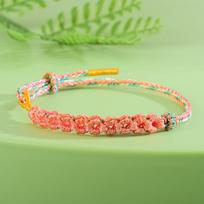 Handmade Dragon Boat Festival Iridescent Five-Color Thread Bracelet with Peach Blossom Knot - DIY Semi-Finished Beading Accessory beige