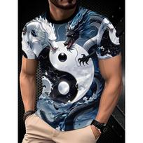 Men'S Casual Sports 3D Print T-Shirt - Vibrant Street Style Design, Breathable Regular Fit with a Round Neck S