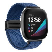 Nylon Braided Loop Strap For Fitbit Versa 4/3 Adjustable Metal Magnetic Bracelet Wristband For Fitbit Sense 2/1 Band Accessories For Fitbit Sense