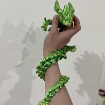 Simulation 3D Printed Horned Dragon Luminous Dragon Ornament Dragon Figurine  Table Decoration Green