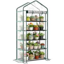 PVC garden greenhouse with 5-level shelves, balcony greenhouse, steel frame, zipped door, 90x49x193cm, transparent 90 x 49 x 193 cm