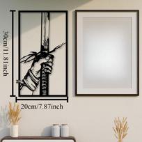 Metal Katana Wall Art, Samurai Sword Home Decor, Japanese Warrior Gift (Black,12in) juoda