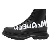 Alexander McQueen Tread Slick Boot Leather Graffiti Black White 682422WIABD1070 39 black