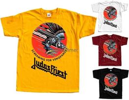 Judas Priest - Screaming For Vengeance Band Dtg T Shirt (White Black) S-5Xl XXXXL yellow