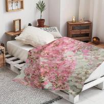 Cozy Comfort | Ultra-Soft Floral Fleece Throw Blanket - Vibrant Pink & Peach Flower Design, Cozy Decor for Couch & Bed, 280Gsm, Tear-Resistant, Machin 75X95CM
