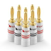 Nakamichi Banana Plugs, 24K Gold Plated, Speaker Cable Connectors, Aluminum Metal Shell, 12AWG-18AWG Gauge Size 4mm (8pcs (4 pairs)) beige