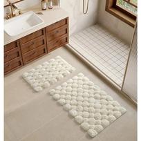 Ivory 2-Piece Cotton Bath Rug Set – 40x60cm&50x80cm Machine Washable Mats for Bathroom, Tub & Shower gray