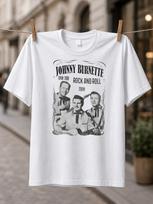 Unisex Tshirt Johnny Burnette And The Rock And Roll Trio Tshirt Vintage Guitar Group Photo Fifties Rockabilly Style S gray