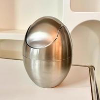 304 Stainless Steel  Smart Wastebasket Countertop Swing Lid Trash Can Desktop Gold Recycle Bin Can Bathroom Accessories brown