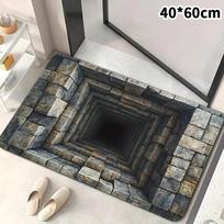 3D vaizdinis poliesterio audinio kilimėlis namų vonios durims, sugeriantis drėgmę ir neslystantis pėdų kilimėlis, lengvai prižiūrimas gray