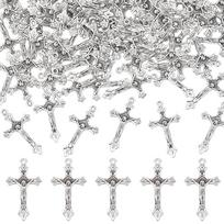 100Pcs Tibetan Style Alloy Pendants Crucifix Cross Charms Cadmium Free & Lead Free For Easter Antique Silver 32x18x2mm Hole: 1.5mm gray