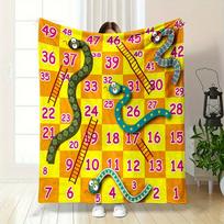 Snake Ladder Game Blanket Reversible Flannel Throw for Family Fun AllSeason Comfort Playful Design Gift 100x150cm