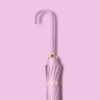 2026 New Creative Solid Color Ins-Style Fresh 16K Long Straight Handle Large Black Coating Sun Protection Umbrella, Large Double Umbrella Elegant 16K Long Handle Gold Ring juoda/violetinė