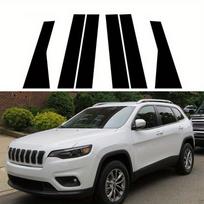 Tinka Jeep Cherokee KL 2014-2023 M. Blizgančio Juodo Spalvos Durų Šoninės Dekoratyvinės Stulpelių Langų Apdailos Lipdukai Rinkinys juoda