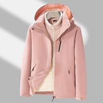 Loose Warm Three In One Outdoor Waterproof Windproof Men Couple Casual Jacket S rožinė