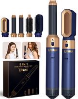 Plaukų formavimo rinkinys LIVMAN WT-168 - 5in1 karšto oro plaukų formuotuvas su 5 skirtingais keičiamais antgaliais plaukų džiovinimui ir formavimui bei 3 temperatūros režimais, 1000 W, mėlynas