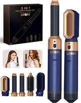 Plaukų formavimo rinkinys LIVMAN WT-168 - 5in1 karšto oro plaukų formavimo priemonė su 5 skirtingais keičiamais priedais plaukų džiovinimui ir formavimui bei 3 temperatūros režimais, 1000W, mėlyna