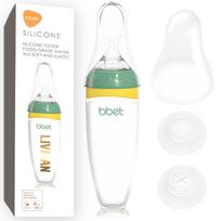 Minkšto silikono kūdikio maitinimo buteliukas su šaukšteliu LIVMAN SE04047-D švelnios konsistencijos, vientisiems maisto produktams, 120 ml, žalias