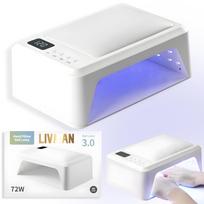 Nagų lempa LIVMAN SUN T8 su UV LED manikiūrui ir pedikiūrui – su nuimamu pagrindu ir dirbtinės odos pagalvėle papildomam patogumui, 72 W, 60 LED, balta