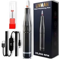 Nagų freza LIVMAN UV-201 manikiūrui ir pedikiūrui su 1 universaliu antgaliu, maitinama USB laidu, 20 W, 35 000 apsisukimų per minutę, juoda