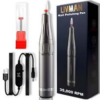 Nagų freza LIVMAN UV-201 manikiūrui ir pedikiūrui su 1 universaliu antgaliu, maitinama USB laidu, 20 W, 35 000 aps./min., pilka