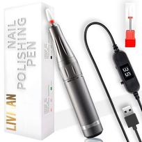 Nagų freza LIVMAN UV-201 manikiūrui ir pedikiūrui su 1 universaliu antgaliu, naudojama su USB laidu, 20 W, 35 000 aps./min, pilkos spalvos