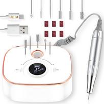 Nagų freza LIVMAN S-306 manikiūrui ir pedikiūrui su įkraunamu belaidžiu dizainu, 6 skirtingi antgaliai ir šlifavimo juostos, 36W, 4000mAh, 35 000 apsisukimų per minutę, balta