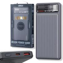 Power bank LIVMAN RPP-616 - nešiojamas greito įkrovimo akumuliatorius - maitinimo bankas su dviem išėjimais, 10000 mAh, 22,5 W, pilkos spalvos