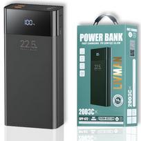 Power bank LIVMAN RPP-672 - greito įkrovimo nešiojamas akumuliatorius - galios bankas su trimis išėjimais, 20000 mAh, 22,5 W, juoda