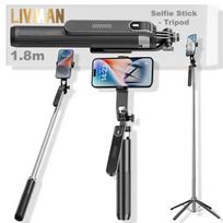 „Selfie“ lazda („Selfie stick“) LIVMAN P180 - daugiafunkcinė asmenukių lazda ir stovas su nuotolinio valdymo pulteliu, 1,8 m, juoda