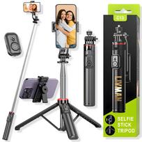 „Selfie stick“ statyvas (Selfiju kāts) LIVMAN C13 – daugiafunkcinis „selfie“ strypas ir stovas su nuotolinio valdymo pulteliu, 1,3 m, juodas
