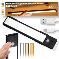 Belaidis prisegamas LED šviestuvas LIVMAN BH-K32 su judesio jutikliu – jutiklinis apšvietimas, 20 cm, 3 W, USB įkraunamas, 3 apšvietimo spalvų režimai, juodas