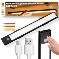 Belaidis prisegamas LED šviestuvas LIVMAN BH-K32 su judesio jutikliu - jutiklinis apšvietimas, 30 cm, 3 W, USB įkraunamas, 3 apšvietimo spalvų režimai, juodas