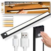 Belaidis prisegamas LED šviestuvas LIVMAN BH-K32 su judesio jutikliu - jutiklinė šviesa, 40 cm, 3 W, su USB įkrovimu, 3 apšvietimo spalvų režimai, juodas
