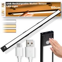 Belaidis prisegamas LED šviestuvas LIVMAN BH-K32 su judesio jutikliu - jutiklinis apšvietimas, 60cm, 3W, USB įkraunamas, 3 apšvietimo spalvų režimai, juodas