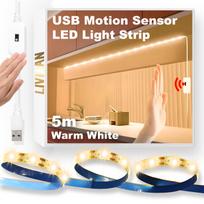 USB maitinamas judesio jutiklio LED juostos apšvietimas LIVMAN DGH-DD-07, 5 m, 300 LED, 4 W/m, geltonas