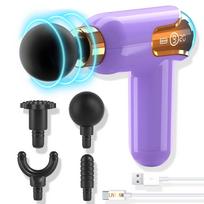 Masažinis pistoletas LIVMAN LC-002 su 9 greičio režimais ir 4 keičiamais antgaliais, 1800mAh, 30W, violetinės spalvos