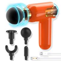Masažinis pistoletas LIVMAN LC-002 su 9 greičio režimais ir 4 keičiamais antgaliais, 1800mAh, 30W, oranžinis
