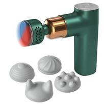 Masažinis pistoletas LIVMAN KX-2217 su 8 greičio režimais, 4 keičiamais guminiais antgaliais ir 1 karštos bei šaltos terapijos masažiniu antgaliu, 1800mAh, 20W, žalias