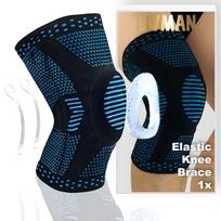 L dydžio elastinė kelio sąnario atrama – stabilizatorius LIVMAN HX045 su patobulintu silikono gelio įklotu kelio girneliui ir dvigubomis spiralinėmis spyruoklių atramomis šoniniam stabilumui, mėlyna-j